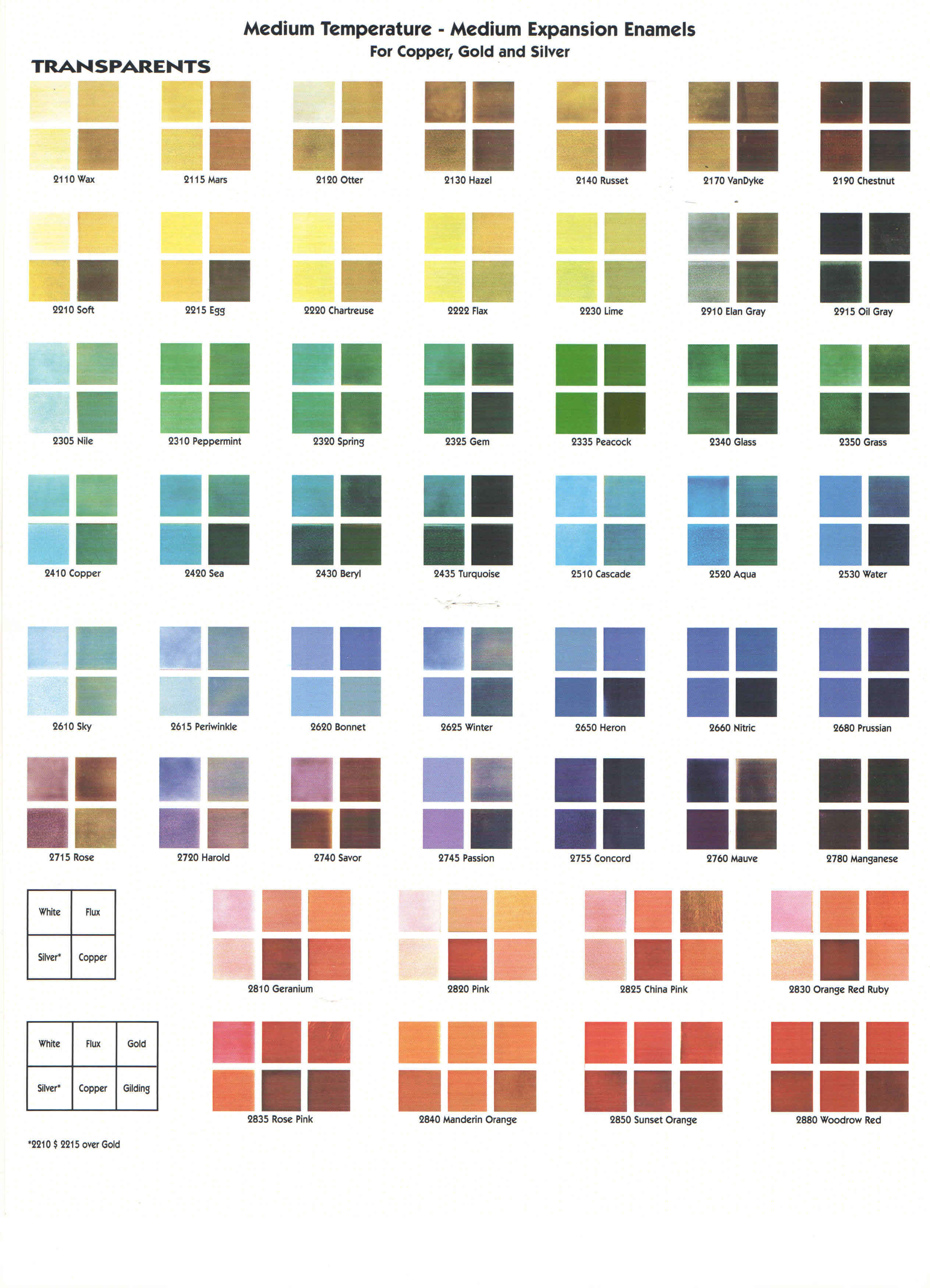 Thompson Leaded Enamel Color Chart
